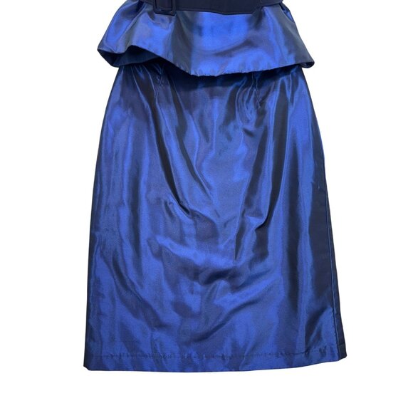 Alfred Angelo Peplum Evening Blouse & Skirt Set Size 4 Midnight Royal Blue Belte - Picture 6 of 16